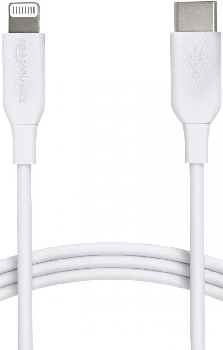 Amazon Basics USB-C to Lightning Cable, MFi Certified Charger for iPhone 11 Pro/11 Pro Max - White, 6-Foot