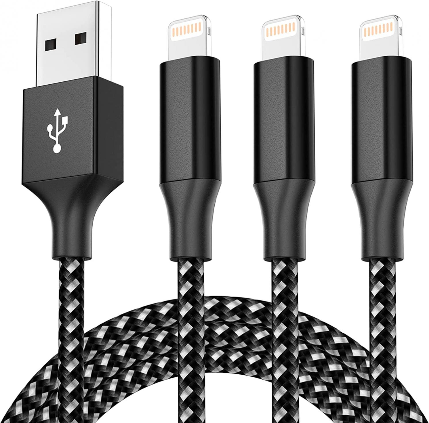 3 Pack Apple MFi Certified iPhone Charger Cable 10ft，iPhone Lightning Cable Fast Charging Nylon Braided Syncing Long Cord Compatible iPhone 12 11 Pro Max Xs X XR 8 7 ES and More