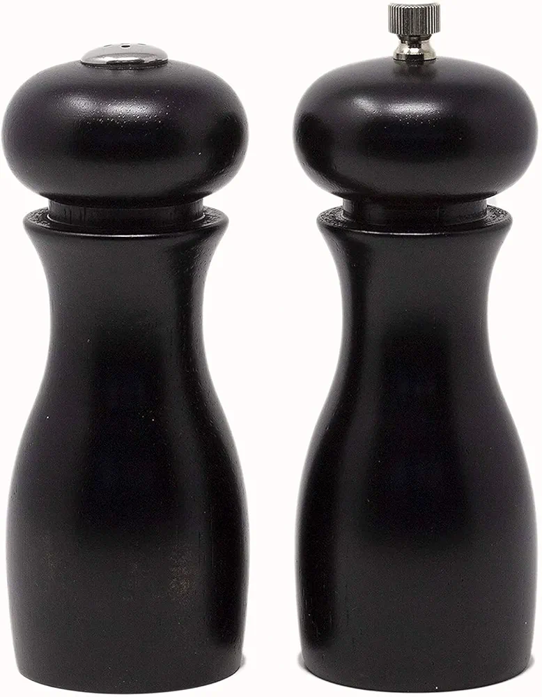 Olde Thompson Since 1944 Caffe Wood Salt & Pepper Mill Set, 6", Black