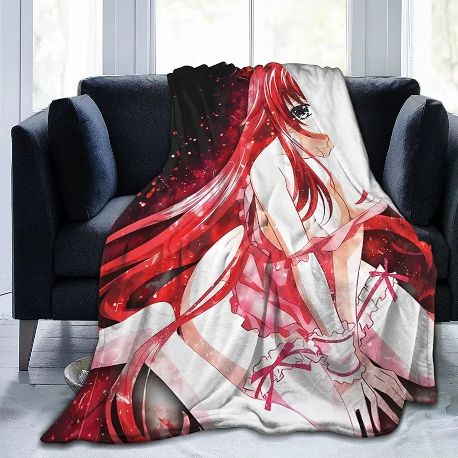 Anime High School DxD Rias Gremory Throw Blanket Ultra-Soft Micro Fleece Cozy Warm Suitable for All Living Rooms/Bedrooms/Sofa 80"X60"