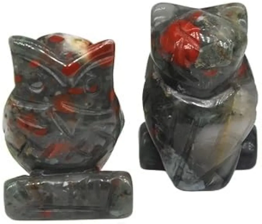 1.5" Owl Statue Stones Hand Carved Animals Figurines Room Ornament Healing Crystals Gemstones Crafts Gifts (Color : Color 8, Size : 1pc)