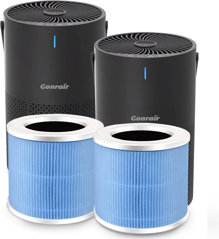 2Pack Air Purifiers for Bedroom with Four Filters(Two Already in Air Purifiers) For Smoke Pollen Dander Hair Smell In Bedroom Office Living Room and Kitchen