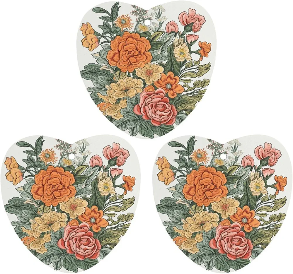 Car Air Fresheners 3 Pcs Hanging Air Freshener for Car Embroidery Flowers Aromatherapy Tablets Hanging Fragrance Scented Card for Car Rearview Mirror Accessories Scented Fresheners for Bedroom Bathroo