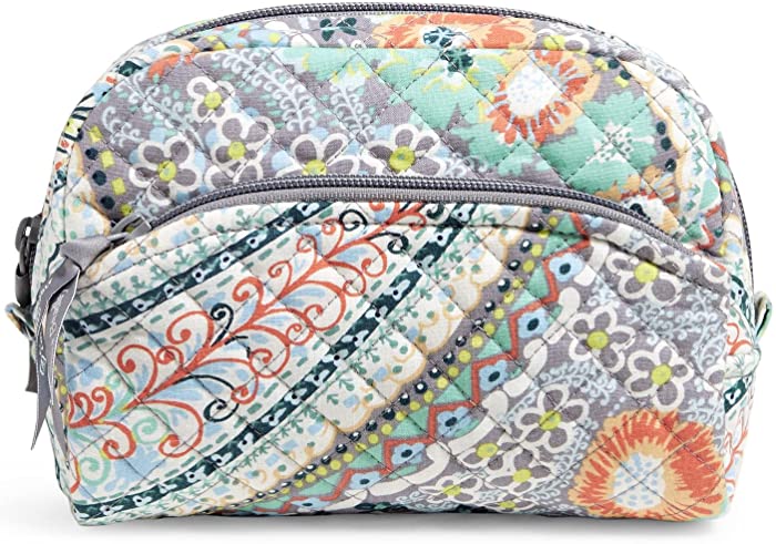 Vera Bradley Medium Cosmetic Makeup Organizer Bag, Citrus Paisley-Recycled Cotton