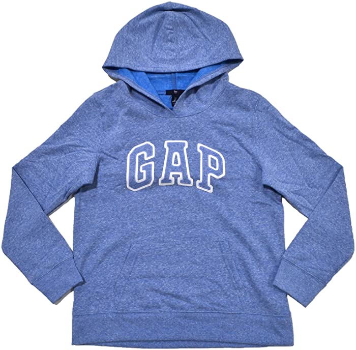 GAP Womens Fleece Arch Logo Pullover Hoodie (Blue Heather, M)