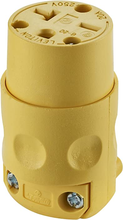 Leviton 620CV 20 Amp, 250 Volt, Cord-Outlet, Grounding, Yellow