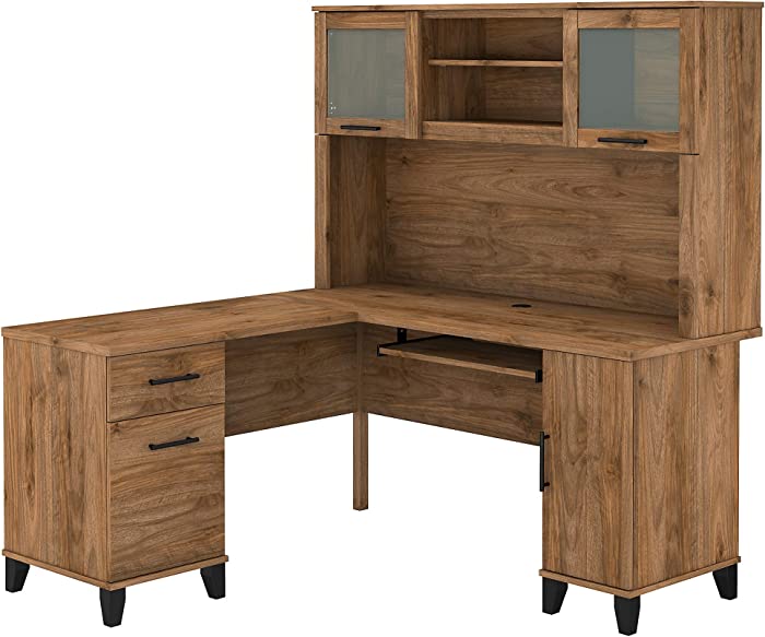 Bush Furniture Somerset 60W L Shaped Desk with Hutch