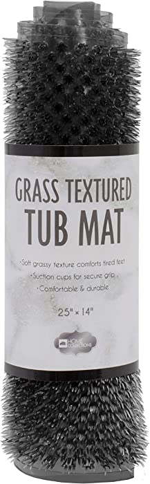 Home Expressions Grass Textured PVC Bath Tub Mat 25" X 14" (Smoke Grey)