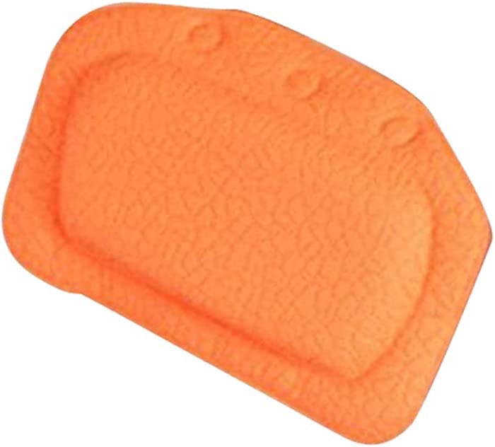 NUOBESTY Comfortable Bath Pillow with Suction Cups Bathroom Bathtub Bath Pillow Sponge Supports Neck and Shoulders Relaxing Headrest Pillow Waterproof Cushion ( Orange )