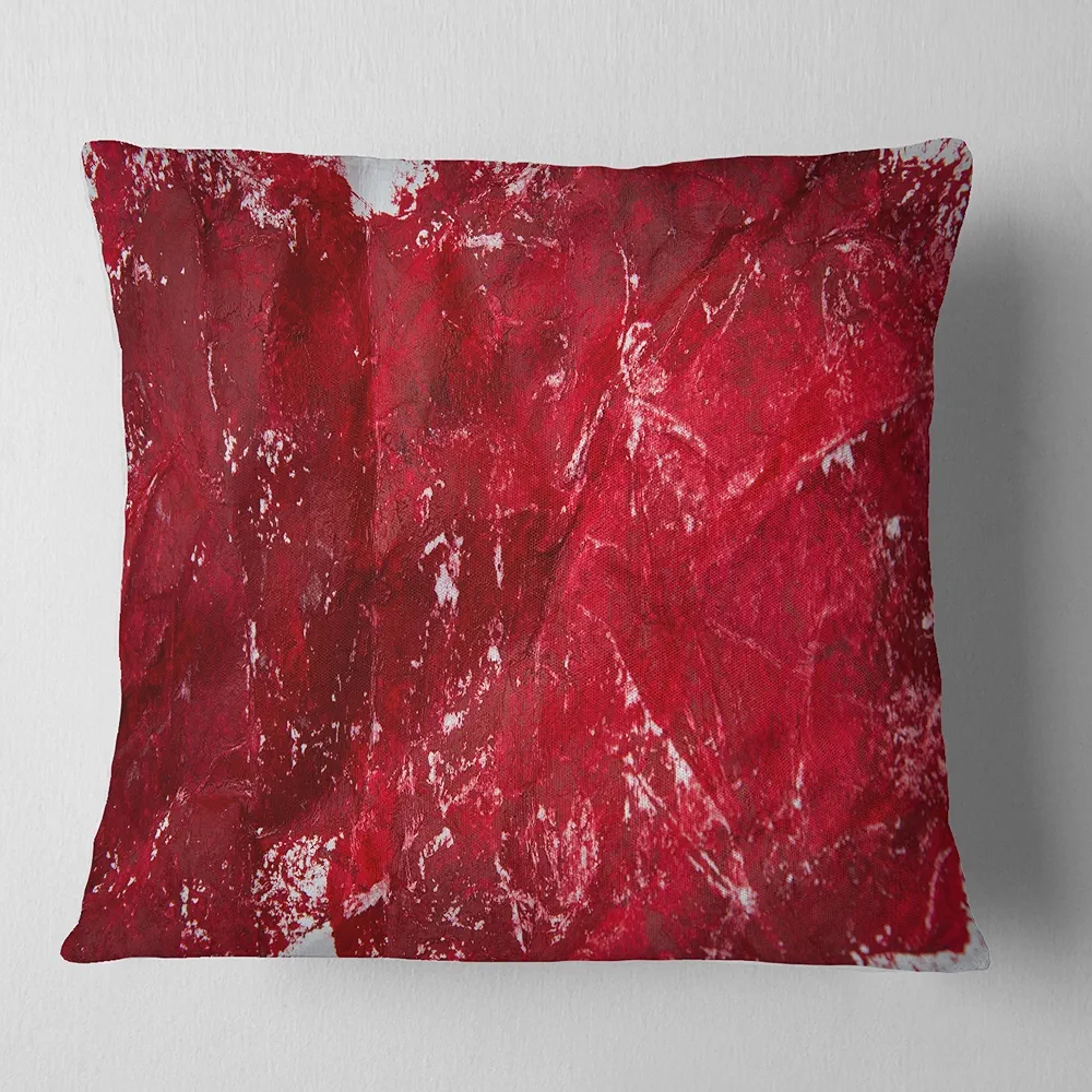 Designart Red Texture' Abstract Throw Cushion Pillow Cover for Living Room, Sofa 18 in. x 18 in