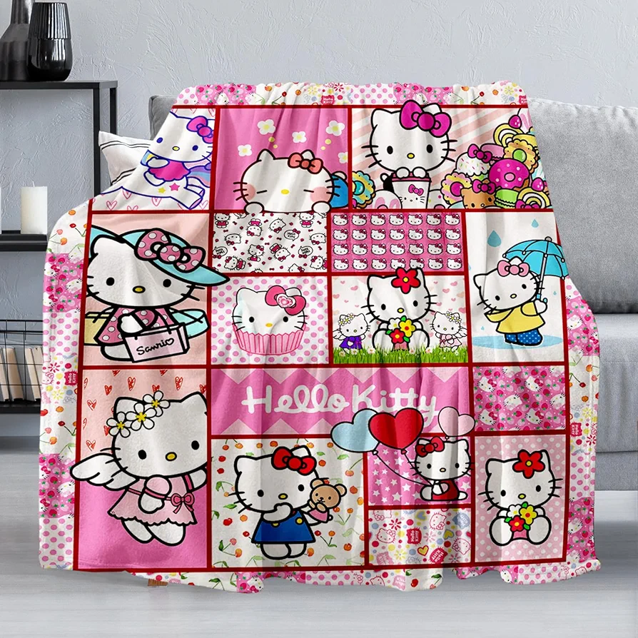 Kawaii Blanket for Kids & Adults, Ultra-Soft Cozy Flannel Fleece Throw Blankets, Smooth Warm Fuzzy Plush Blankets for Sofa Bed 50"x40"