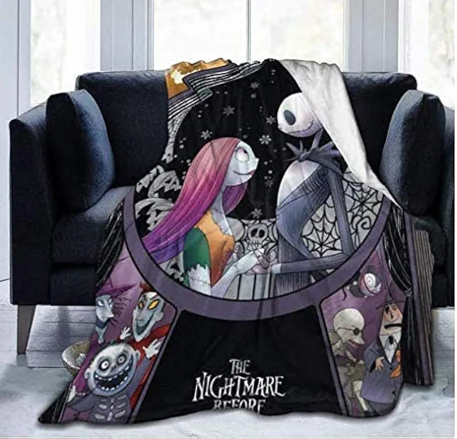 Vankie Nightmare Before Christmas Ultra Soft Throw Blanket Flannel Fleece All Season Light Weight Living Room/Bedroom Warm Blanket, Black,61"x50"