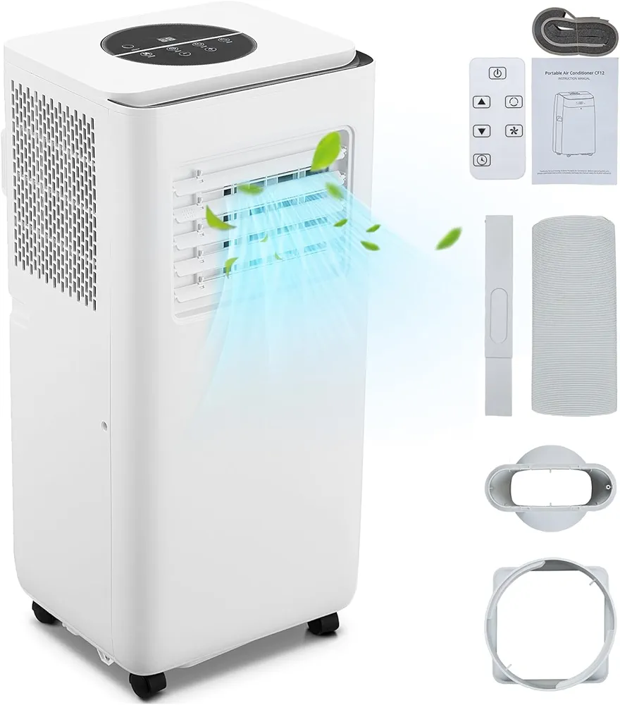 Portable Air Conditioner 10000BTU, Portable AC Unit with Remote Control, Energy-Efficient Cooling for 450 Sq.Ft, 3-In-1 Cool, Fan, Dehumidify Modes, 24Hour Timer, Portable AC for Indoor Room