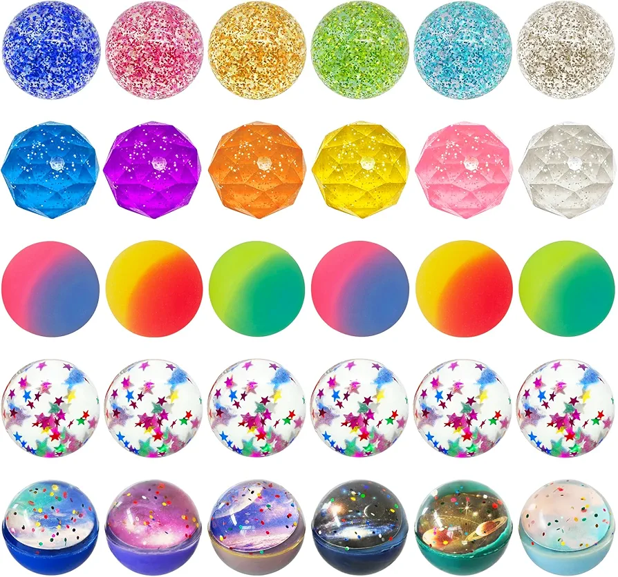 50 Pcs Bulk Bouncy Balls for Kids,5 Styles 32mm Assorted Bouncy Balls,Colorful Bouncy Balls for Kids Party Favors,Birthday Gifts,Carnival Prizes,Classroom Rewards