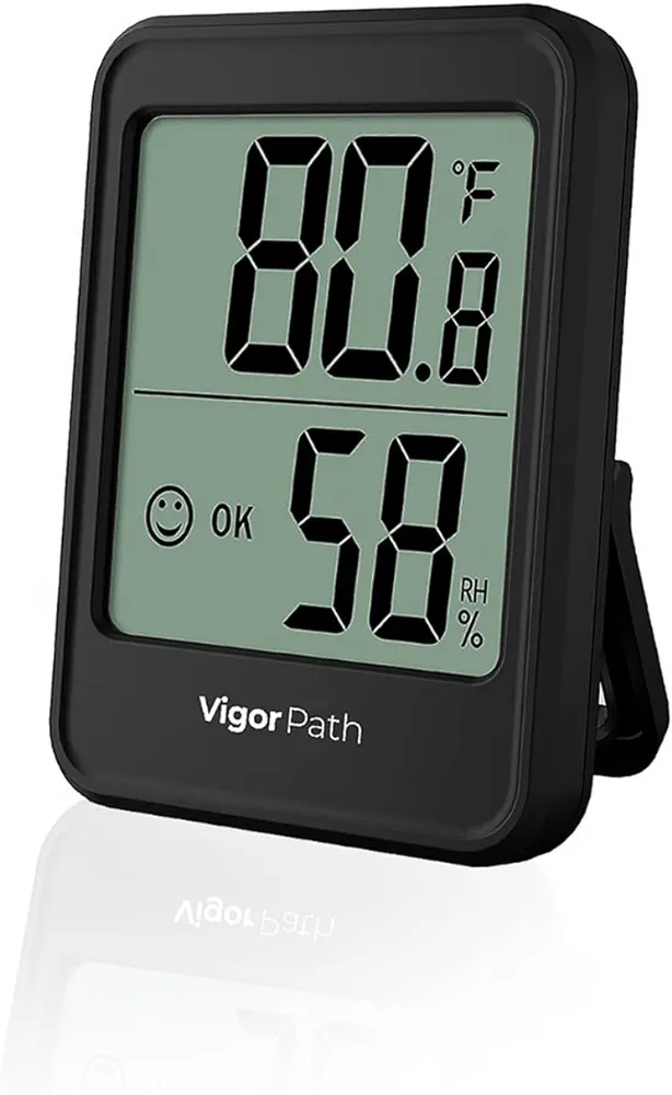 Digital Hygrometer Indoor Thermometer - Humidity Meter for Home, Bedroom, Baby Room, Office, Greenhouse - AAA Battery-Powered Humidity Gauge (Black)