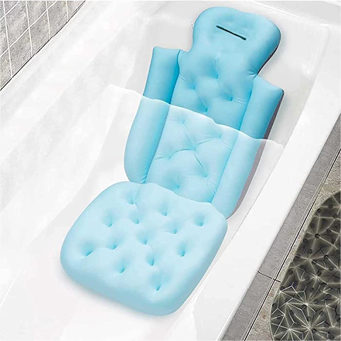 Ygtko Full Body Bath Pillow Home Bathtub Back Head and Neck Rest Support Comfort Tub 3D Air Mesh Breathable Accessories for Women Men