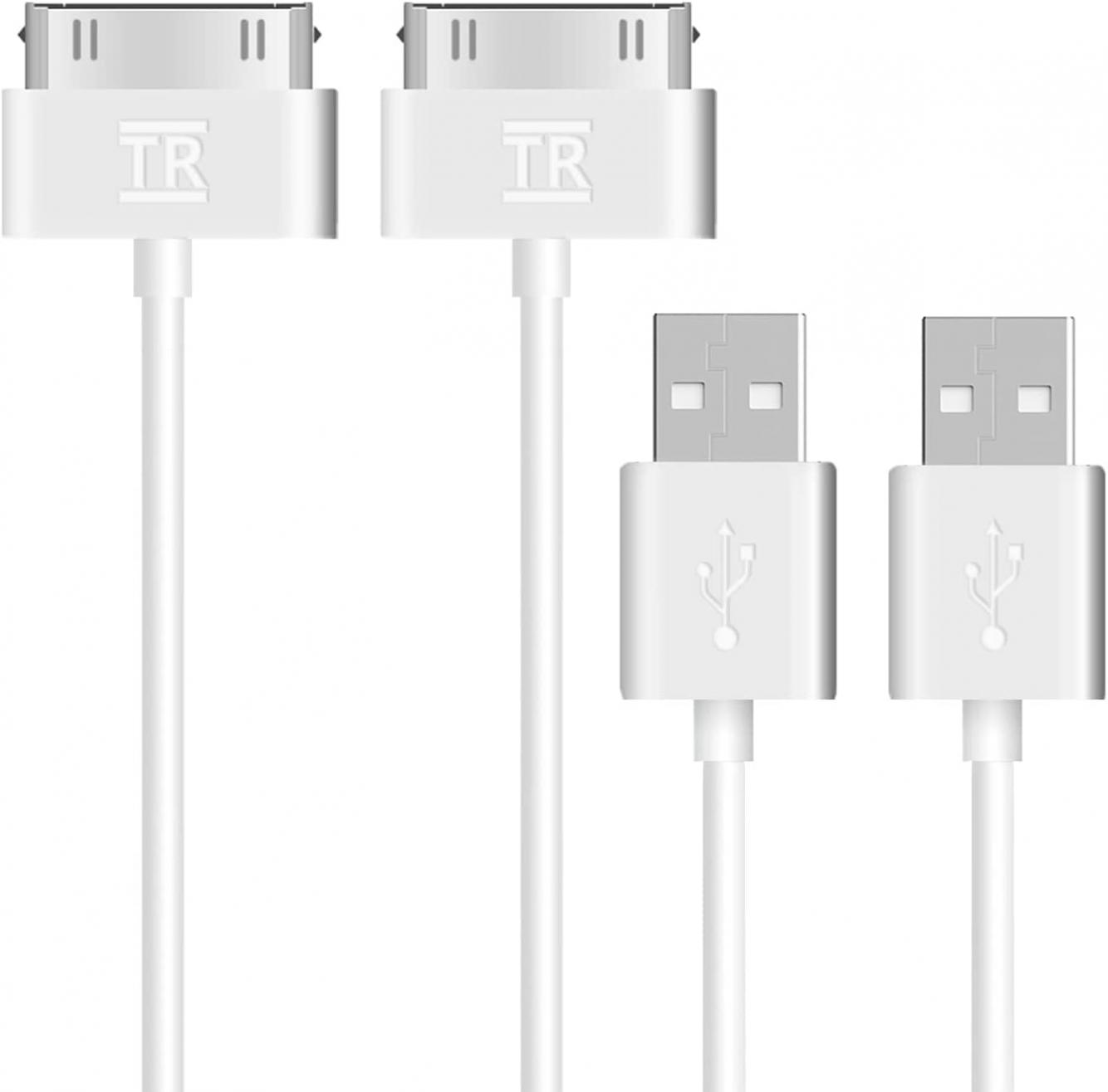 Amazon Brand – TechRise USB Sync and Charging Cable Compatible with iPad 3, iPad 2, iPad 1, iPod, iPhone 4/4S, iPhone 3G/3GS, 30-Pin Cables Charger Lead,1M, 2-Pack