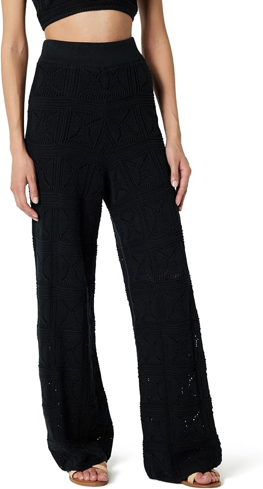 The Drop Women's Diza Pull-On Flare-Leg Crochet Pant