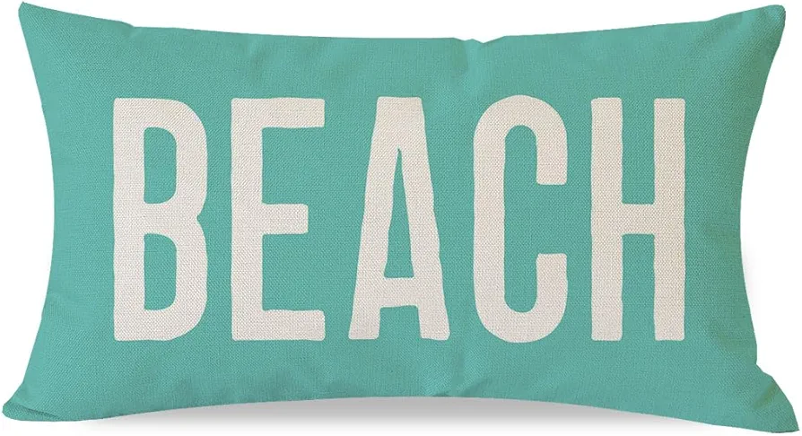 Summer Beach Throw Pillow Covers 12x20 Inch Turquoise Beach Coastal Outdoor Decorations Lumbar Decorative Throw Pillows Cases Cushion Covers for Beach House Home Living Room Couch Decor