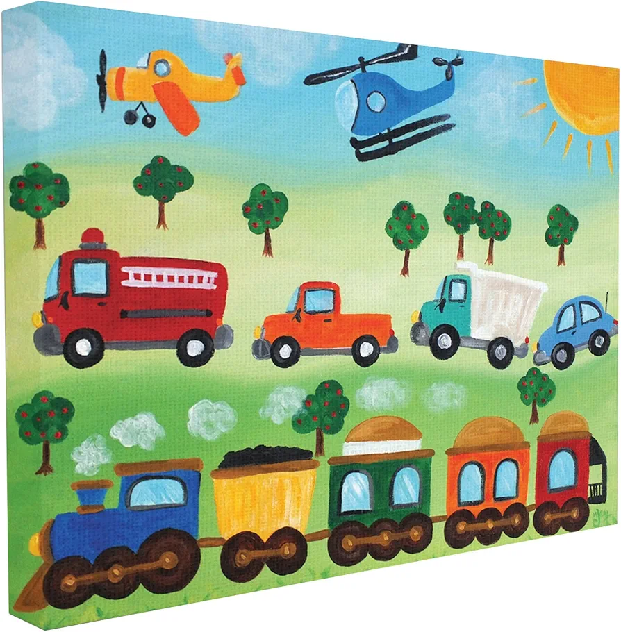 Stupell Industries The Kids Room by Stupell Planes, Trains, and Automobiles Canvas Wall Art, 24 x 30, Design by Artist nJoyArt