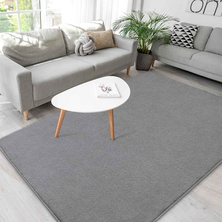 Grey Rugs for Living Room,Minimalist Area Rugs 4x6,Soft Memory-foam Rugs for Bedroom,Thicked Rugs for Men Boys Girls Kids Nursery Room,Washable Dorm Apartment Rug Floor Carpets