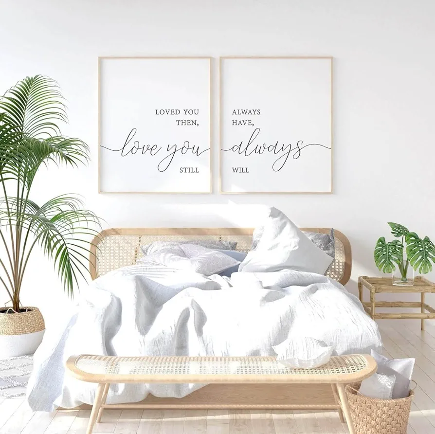 Bedroom Wall Decor 2 Pieces Loved You Then Love You Still Poster Canvas Prints Above Bed Signs Wall Art For Couple Room Decor Unframed