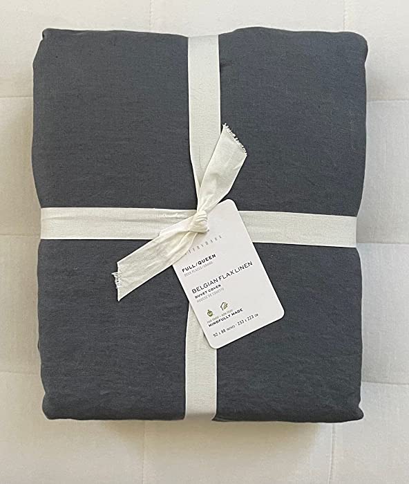 Pottery Barn Belgian Linen Flax Duvet Cover Full/Queen ~Steel Blue