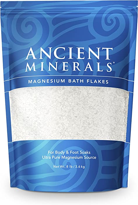 Ancient Minerals Magnesium Bath Flakes - Bathing Alternative to Epsom Salt - Soak in Natural Salts - High-Absorption Efficiency for Relaxation, Wellness & Muscle Relief - 8 lbs