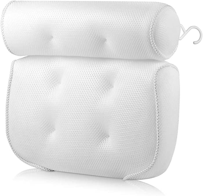 Valcatch Bath Pillow, Bathtub Spa Pillow with Suction Cups,4D Mesh Fabric,Helps Support Head, Back, Shoulder and Neck, Fits All Bathtub