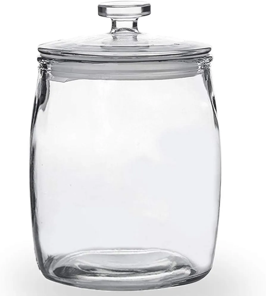 Folinstall Wide Mouth Apothecary Jar with Lid, 0.5 Gallon Glass Jar for Kitchen Storage and Laundry Room Organization, 72 oz Clear Glass Container for Cookie, Candy, Sugar, Flour, Nuts