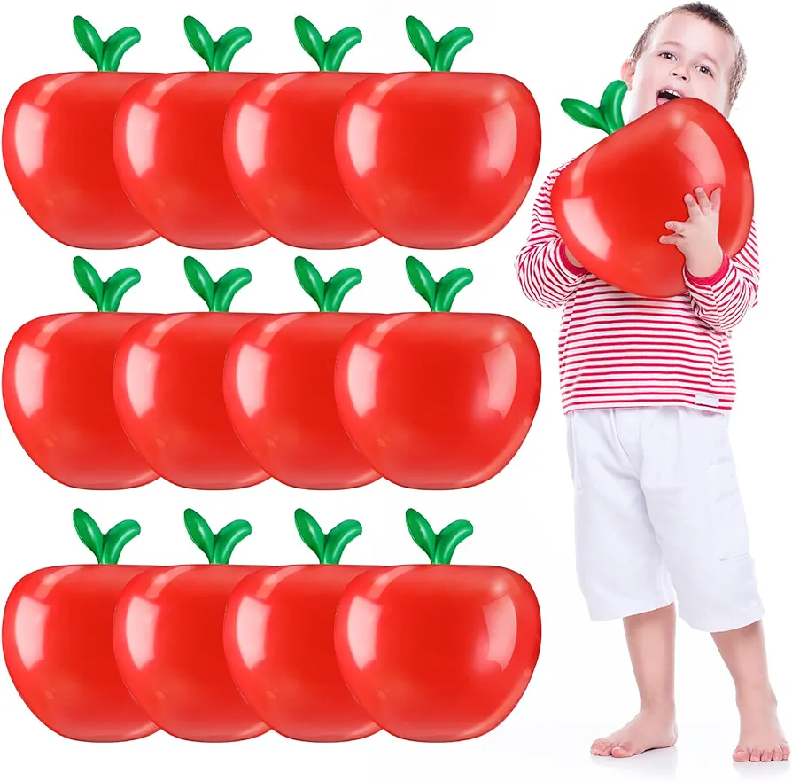 12 Pcs Giant Large Inflatable Fruit Back to School Decoration Red Fruit Birthday Party Favor Preschool Kindergarten Classroom Ceiling Hanging Decoration for Room Photo Prop Classroom Prizes