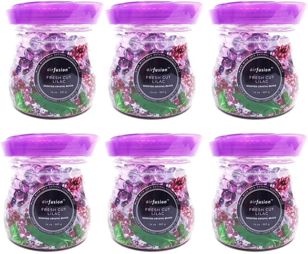 6 Fresh Lilac Scent Odor Eliminator Gel Beads Air Freshener Eliminates Odor 14oz Long Lasting 45 days in Bathrooms Cars Boats RVs Pet Areas Made with Essential Oils 14 Ounce 6 Pack