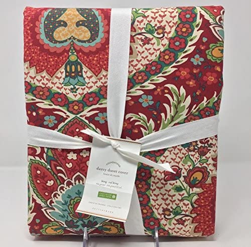 Pottery Barn Denver Duvet King Duvet Cover & 3 Euro Shams Red Paisley