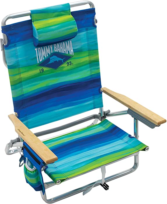 Tommy Bahama 5-Position Classic Lay Flat Folding Backpack Beach Chair