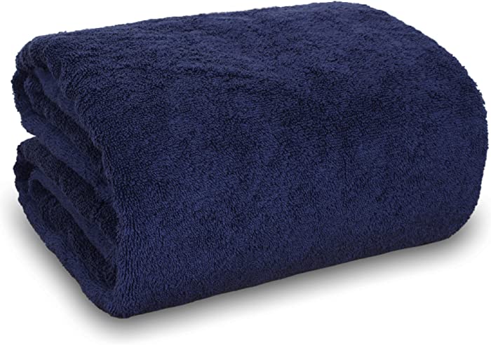 BC BARE COTTON Luxury Hotel & Spa Towel Turkish Cotton Oversized Bath Sheets - Navy - (40x80 inches, Set of 1)