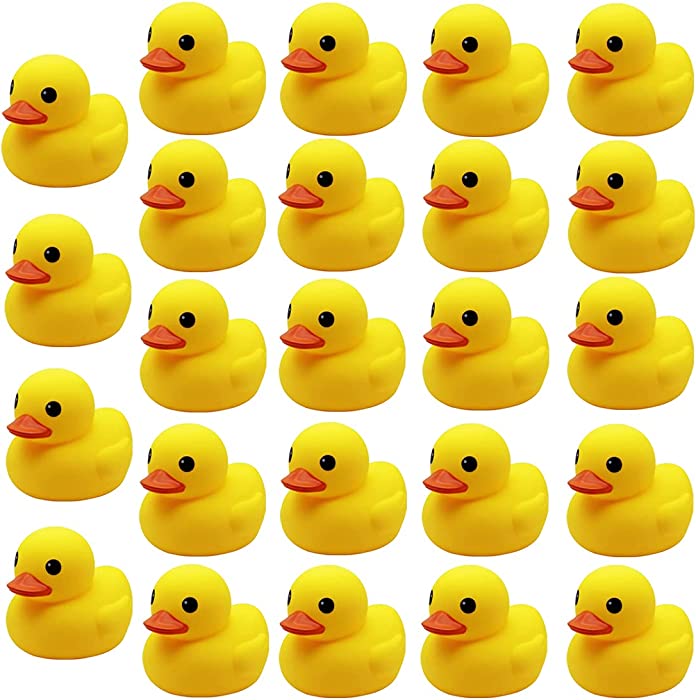 umbresen Yellow Rubber Ducks Preschool Bath Toys Bathtub Duckies Gift for Baby Shower Infants Toddlers Car Pool Float Halloween Adults Party Favors Carnival Decorations (Mini Yellow 1.8''-24pcs)