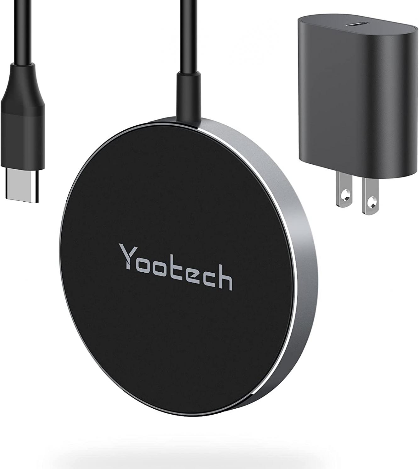 Yootech Magnetic Wireless Charger, Compatible with MagSafe Charger, 5ft Cable Metal Fast Wireless Charging Pad with USB-C 20W PD Adapter Compatible with iPhone 14/13/13 Pro Max/13 Mini/12,AirPods Pro