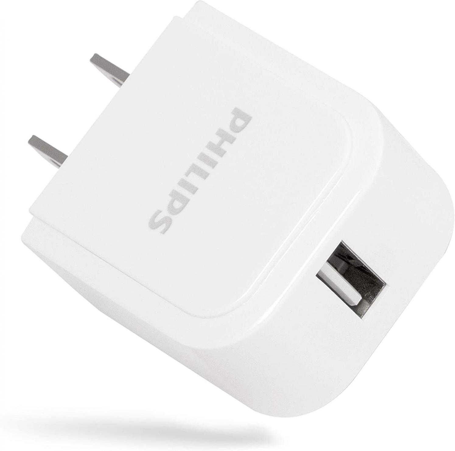 Philips Accessories USB-A Wall Charger, 5W, for iPhone 13/12/11/Pro/Pro Max/Mini, iPad Pro, Samsung Galaxy S21, Google Pixel 6, DLP2409/37