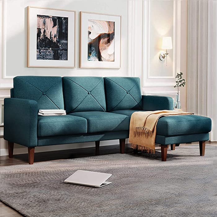 Belffin Convertible Sectional Sofa Couch with Chaise L Shaped Sofa Couch Reversible Sofa Couch Blue