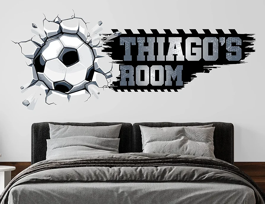 Name Soccer Wall Decals for Boys Room Decor - Soccer Personalized Name for Baby Nursery - Soccer Wall Decal for Boys Room - Soccer Sticker for Kids Wall Decals - Names for Wall Decor