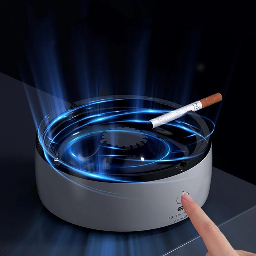 2 in 1 Air Purifier Ashtray, Home Living Room Office Car Smoking USB Rechargeable Electric Ashtray(Gray).