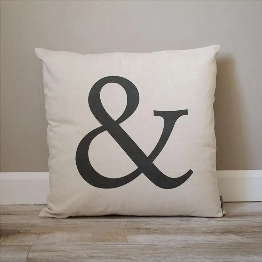 ArogGeld Ampersand Cushion Cover,Throw Pillow Cover,Rustic Linen Decorative Lumbar Pillowcase for Chair Room Sofa car,Home Decor,Housewarming 18x18 Inch