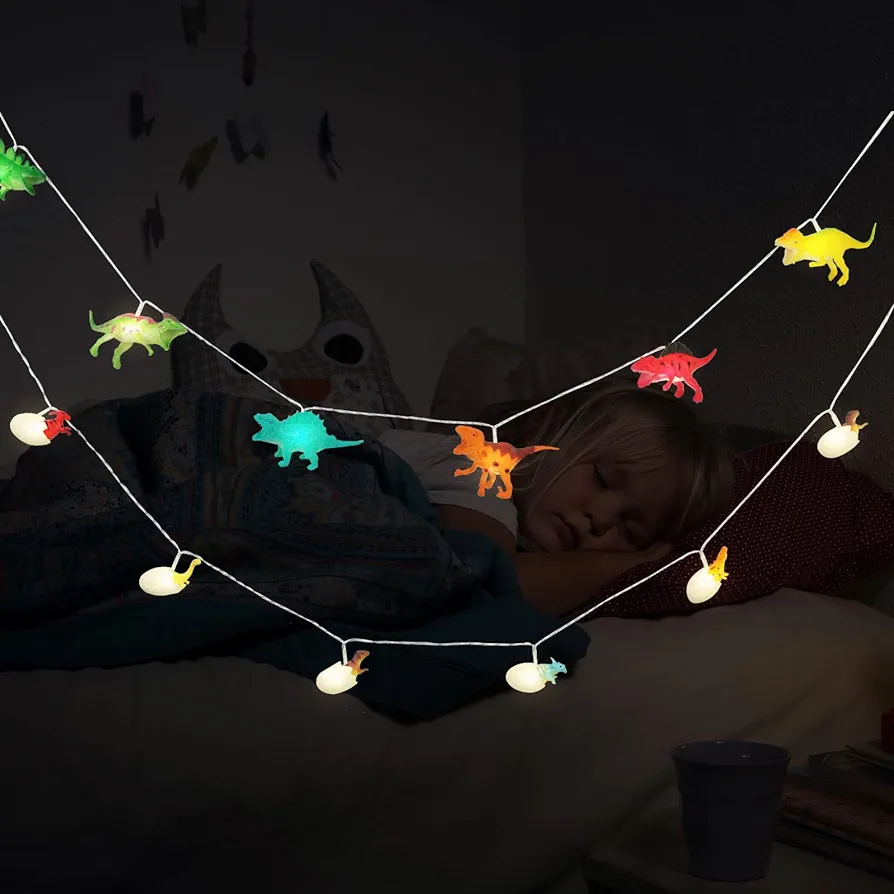 2 Pack LED Dinosaur String Lights for Boys Room 8LED 5.6ft Dino Toys String Lights Battery Operated Dinosaur Hanging Lights Indoor Bedroom Party Birthday Decoration Children Gifts