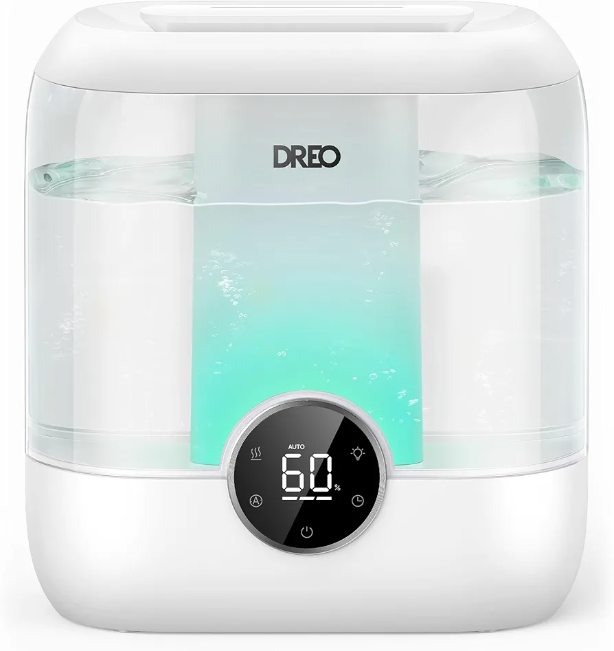 Dreo 6L Humidifiers for Bedroom, Quiet Supersized Cool Mist Ultrasonic Humidifier with Diffuser, 60 Hour Runtime for Home, Nursery, Plant, White