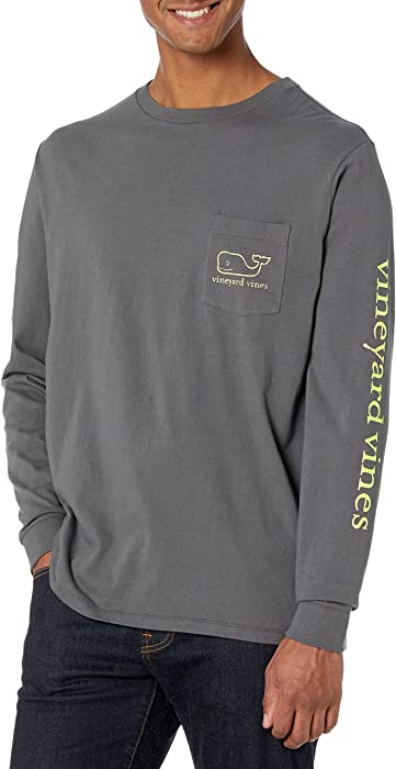 vineyard vines Men's Long-Sleeve Glow-in-The-Dark Vintage Whale Pocket T-Shirt