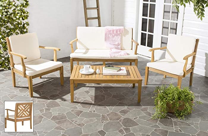 Safavieh Outdoor Living Collection Bradbury 4-Piece Outdoor Living Set