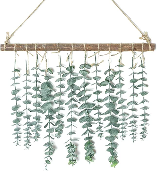 Bathroom Decor Artificial Eucalyptus Wall Hanging Decor-Fake Eucalyptus Leaves Greenery Farmhouse Rustic Wall Hanging for Wedding，Bedroom，Kitchen，Nursery,Party Boho Home Decorations（Green）