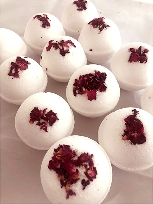 Organic Bath Bombs Gift Set for Women - "A Dozen Roses" - 12 Extra Large 6 oz Organic Rose Bath Bombs for Aromatherapy - Made with Organic Rose Petals and Essential Oils - Handmade in The USA