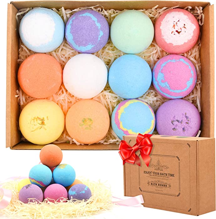 Suksadum Bath Bombs Gift Set Natural Handmade Coco & Shea Butter Fizzies Moisturize Essential Oil Bath Bombs for Normal and Dry Skin Bubble Bath APS Bath,Gift for Women & Kids