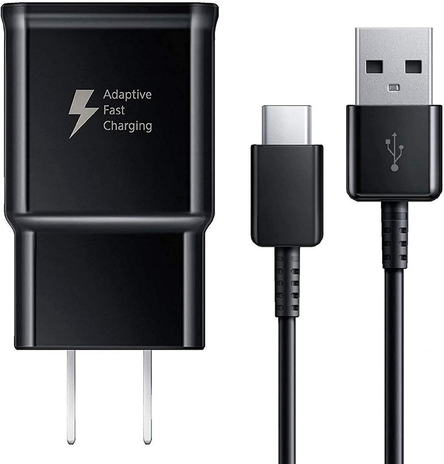 Adaptive Fast Charging Wall Charger and 5-Feet USB Type C Cable Kit Bundle Compatible with Samsung Galaxy S20/S10/S10+/S9/S9+/S8/S8+ Note 8/Note 9 & Other Smartphones (Black)